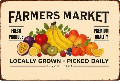 Retro-Style Plates For Farmers Market Signs Posters Funny metal sign For Man Cave bathroom Farm Bedroom living room Kitchen Garage Wall Decor 8 * 12