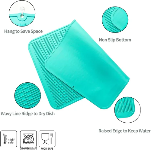 Vista 1046 de MicoYang Alfombrilla de Silicona para Secar Platos de Múltiples Usos, Fácil de Limpiar, Ecológica, Alfombrilla de Silicona Resistente al Calor