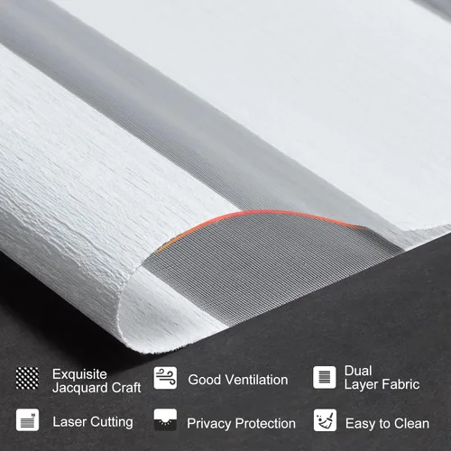 Vista 2 de Persilux Persianas sin cordones de cebra para ventanas, enrollables, con patrón de jacquard, de doble capa, traslúcidas para filtrar la luz
