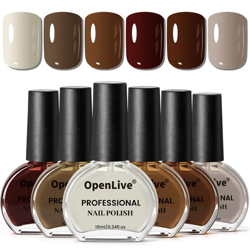 Vista 13 de OpenLive Juego de 12 esmaltes de uñas con combinación de 10 colores, 2 capas base y superior, esmalte de uñas de secado rápido de larga duración