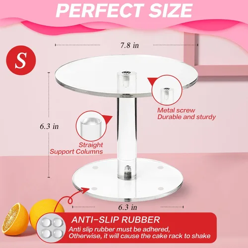 Vista 2 de Soporte acrílico para tartas, soportes redondos para mesa de postre, soporte transparente para cupcakes para fiesta de cumpleaños, soporte elevador