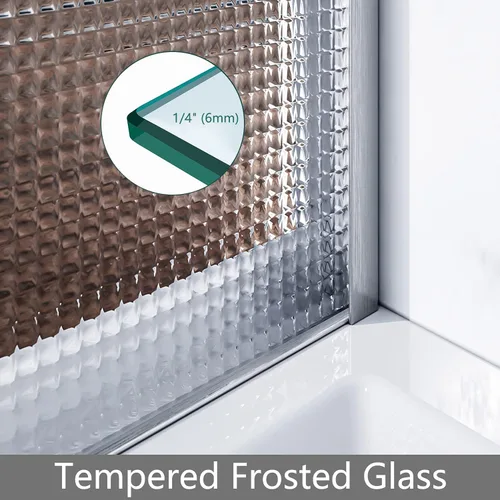 Vista 5 de ELEGANT Bypass - Puertas corredizas de ducha de 60 pulgadas de ancho x 72 pulgadas de alto, puerta de vidrio de ducha semirmarco, con vidrio