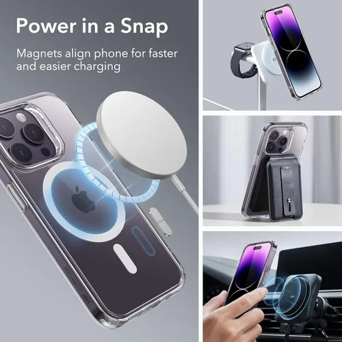 Vista 3 de ESR Funda para iPhone 14 Pro, compatible con MagSafe, protección de grado militar a prueba de golpes, resistente al amarillamiento, funda magnética
