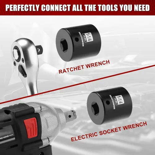Vista 6 de MIXPOWER Zócalo de impacto poco profundo de 1/2", CR-MO, 1-1/4", 6 puntos, diseño de esquina de radio, tuerca de eje de grado de impacto para fácil