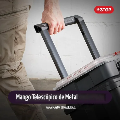 Vista 6 de Keter Stack-n-Roll Organizador Modular de Herramientas para Almacenamiento en Garaje y Bricolaje, Sistema de Caja de Herramientas Rodante de Resina