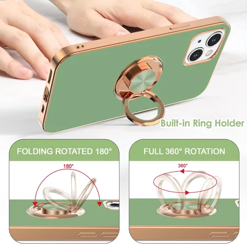 Vista 4 de Hython Funda para iPhone 13 con soporte de anillo [soporte de anillo giratorio de 360° con soporte magnético] [Soporte de montaje en automóvil]