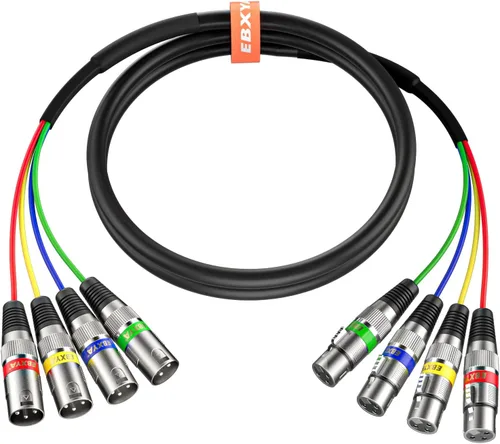 EBXYA Cables XLR de serpiente de 3 pies de 4 colores, cable de micrófono XLR macho a hembra de 4 canales, para grabación en vivo, estudios