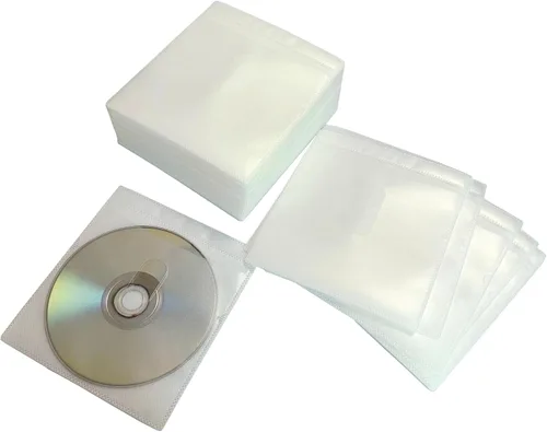 Vista 11 de Fundas para CD/DVD/BluRay, funda de plástico de repuesto de doble cara para carpetas de almacenamiento de CD y DVD, paquete de 100 unidades (azul)
