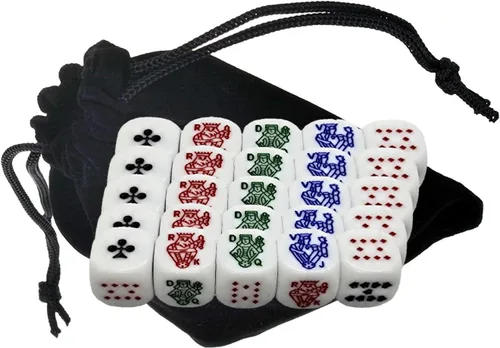 Vista 31 de Cyber-Deals 30 dados de póquer blancos para 2020 con bolsa de almacenamiento de terciopelo negro