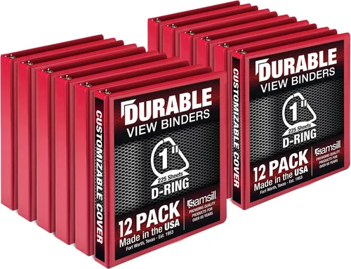 Vista 90 de Samsill Carpeta duradera de 3 anillos de 1 pulgada, fabricada en Estados Unidos, carpeta de anillos en D, cubierta transparente personalizable