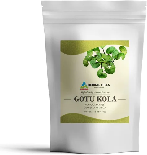 HERBAL HILLS Gotu Kola Polvo Natural 16 oz Paquete de 1