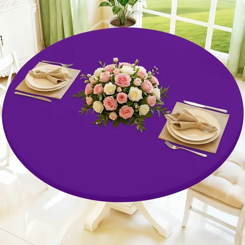 Vista 20 de Moosfor Round Spandex Tablecloth, Elastic Fitted Waterproof Tablecloths for 18"-24" Tables, Stretch Washable Picnic Table Cover for Camping, Dining