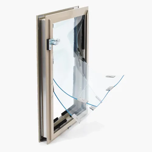 Vista 11 de Modelo de puerta Puertas para gatos y perros Solapas de vinilo dobles de bajo consumo Cubierta de seguridad de bloqueo Requiere instalación