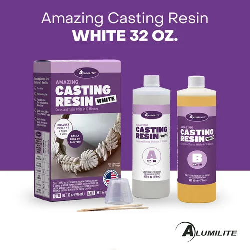 Vista 2 de Alumilite Amazing White Casting Resin Kit - Kit de resina de fundición blanca, 32 onzas (16 onzas parte A + 16 onzas parte B), ideal para verter