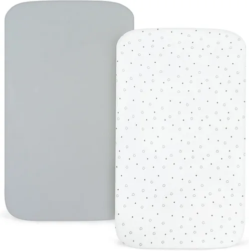 Vista 2 de Sábanas ajustadas para Pack and Play - Compatibles con Pamo Babe, Baby Trend, Graco, ADOVEL, Dream On Me y otros, cubierta de colchón para corralito