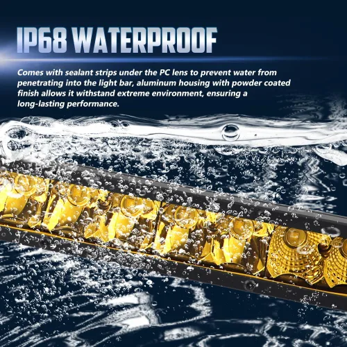 Vista 5 de Barra de luz LED amarilla de 12", combo de foco y luz de inundación con haz Led para luz antiniebla