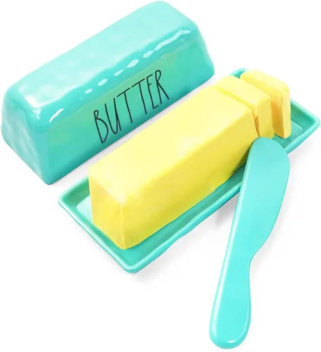 Vista 8 de TP Mantequillera con tapa, soporte para mantequilla de melamina para encimera con cuchillo, recipiente para mantequilla con tapa, irrompible