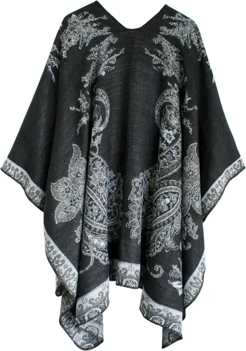 Vista 108 de Urban CoCo Poncho de colores para mujer, chal con frente abierto, color en bloques