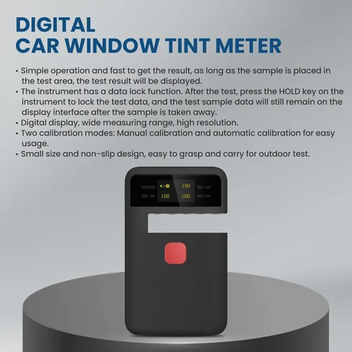 Vista 4 de Medidor digital de tinte para ventana, medidor de transmisión de película solar de 0.512 in de grosor, con calibración automática, medidor