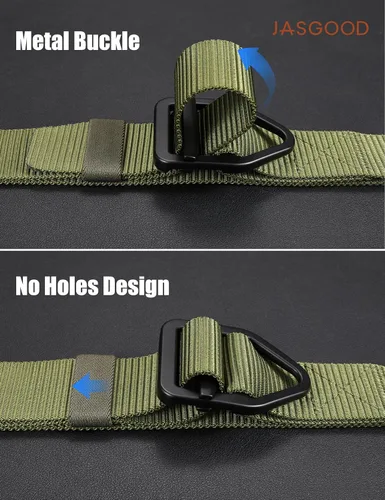 Vista 5 de JASGOOD Cinturón táctico de nailon reforzado resistente para hombres correa de cinturón militar ajustable con hebilla de metal