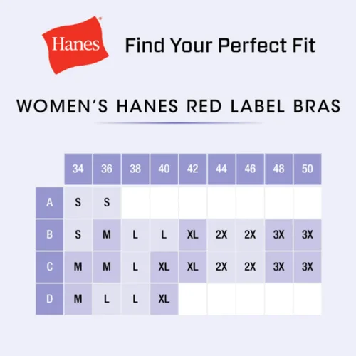 Vista 6 de Hanes Women's Smooth Comfort Wireless Bra, Seamless Full-Coverage T-Shirt Bra, Moisture Wicking, Single & 2-Pack