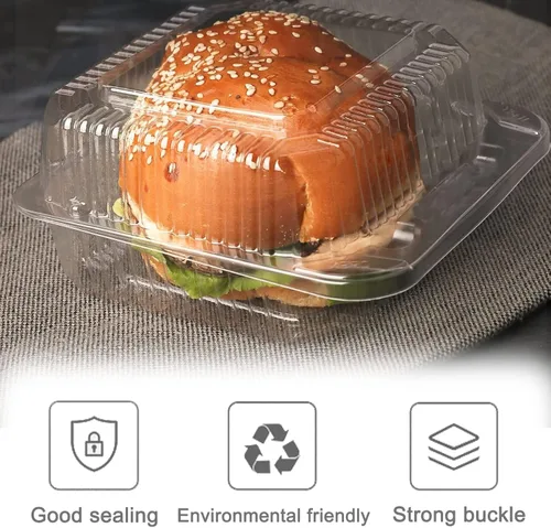 Vista 6 de Jizvxe Paquete de 100 Recipientes de Comida Cuadrados de Plástico Transparente con Bisagras, Recipientes de Plástico Desechables para Llevar