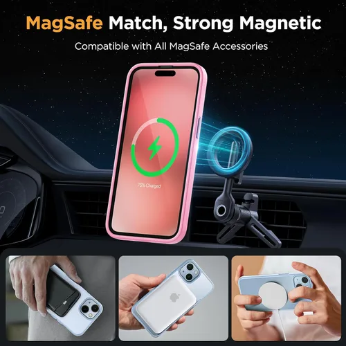 Vista 671 de Miracase - Funda magnética para iPhone 13 de 6.1 pulgadas (compatible con MagSafe) (con 2 protectores de pantalla), protección de grado militar