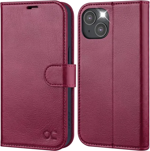 Vista 8 de OCASE Funda de piel sintética compatible con iPhone 14, con tarjetero y función atril con bloqueo RFID [carcasa interior de TPU a prueba de golpes]