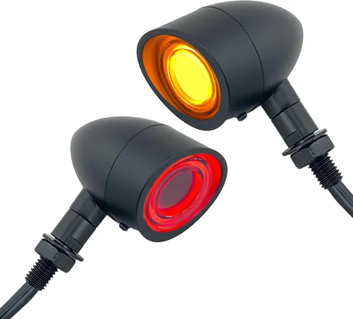 Vista 23 de FATECIM 2X Luces Traseras LED Tipo Bala para Motocicleta, Señales de Giro, Luces de Marcha y Freno, Indicadores Intermitentes Traseros de Servicio