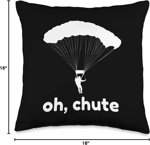 Vista 4 de Funny Skydiving Gifts Skydiver Parachuting Designs Oh Chute Diver - Divertida almohada de paracaídas para buceo, 16 x 16 pulgadas, multicolor