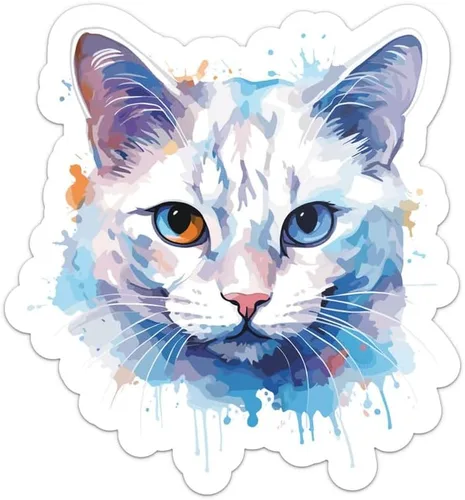 Vista 28 de Generic Pegatina de gato abisinio de acuarela colorida, calcomanía de vinilo impermeable para automóvil, laptop, pared, ventana, botella de agua