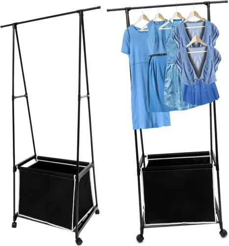 Vista 3 de Perchero portátil cestas de metal percha soporte de ropa resistente para dormitorio