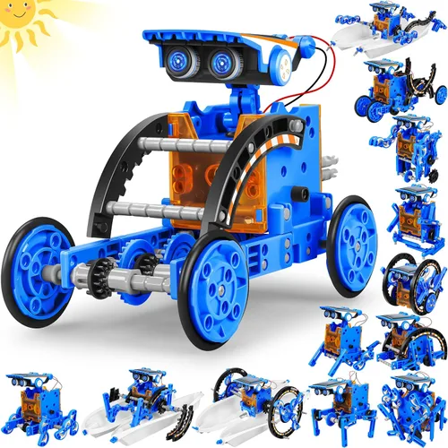Vista 9 de Juguetes de Robot Solar Educativo STEM 13 en 1 para edades de 8 a 12 años, kit DIY de robots de experimentos científicos de construcción, regalos