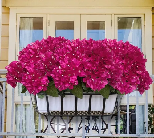 Vista 5 de Juego de 4 ramos de flores artificiales de seda de buganvillas para decoración del hogar, jardín, boda, arbustos de flores sintéticas, plantas