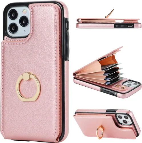 Vista 11 de Folosu Funda compatible con iPhone 11 Pro con soporte para tarjetas, rotación de 360°, soporte de anillo de dedo con función atril, protección RFID