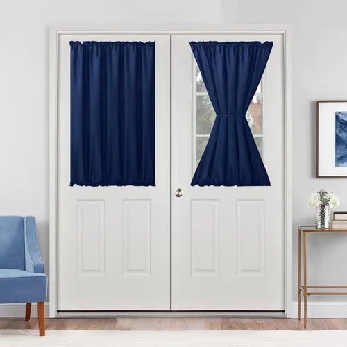 Vista 38 de Hiasan Cortinas francesas para puerta de privacidad, cortina frontal semitransparente con bolsillo para barra para ventana de puerta, 1 panel