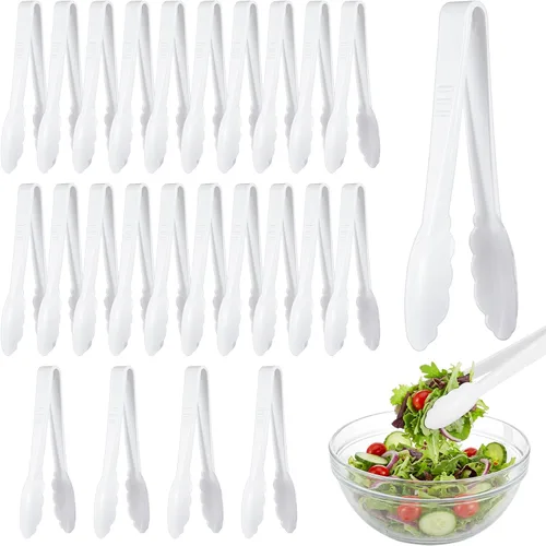 Vista 10 de Tessco for you 25 pinzas de plástico para servir a granel, pinzas desechables de plástico de 9 pulgadas, pinzas de ensalada resistentes para cocina