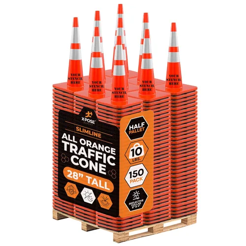 Vista 43 de Xpose Safety Conos de tráfico naranjas de 28 pulgadas con collares de 6 y 4 pulgadas, 1 paquete – Cono de seguridad de plástico PVC multiusos