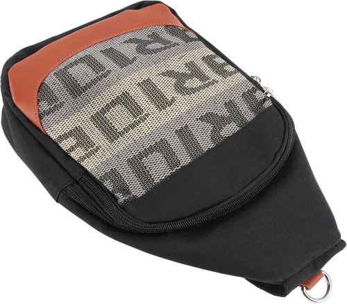 Vista 7 de BRIDE - Mochila cruzada de pecho RECARO con hombro verde, Negro