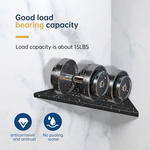 Vista 6 de Corner Shower Shelves 10" Black 2 Pack, Recessed Corner Shelf Stainless Steel Bathroom Shelf Rack for Tiled Wall, No Drilling Needed