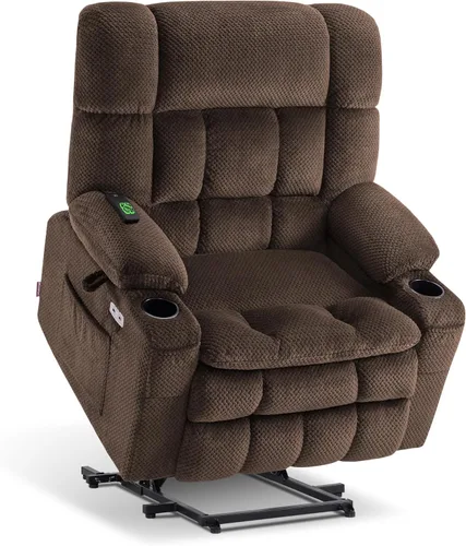 Vista 22 de MCombo Silla reclinable eléctrica de doble motor para personas mayores, silla elevadora plana con calor y masaje, silla elevadora pequeña, Beige