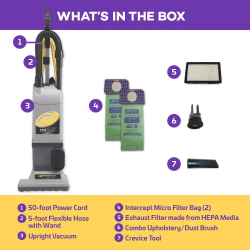 Vista 2 de Aspiradora Comercial ProForce 1200XP de Servicio Pesado de 12 Pulgadas con Doble Motor con Bolsa, Filtración ProLevel y Medios HEPA - Para