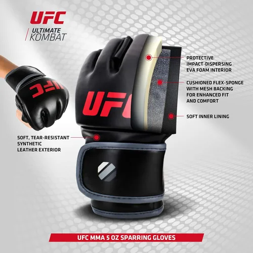 Vista 10 de Guantes UFC MMA Guantes de entrenamiento para sparring, grappling, mitones y saco de boxeo Principiante a intermedio Ajuste seguro
