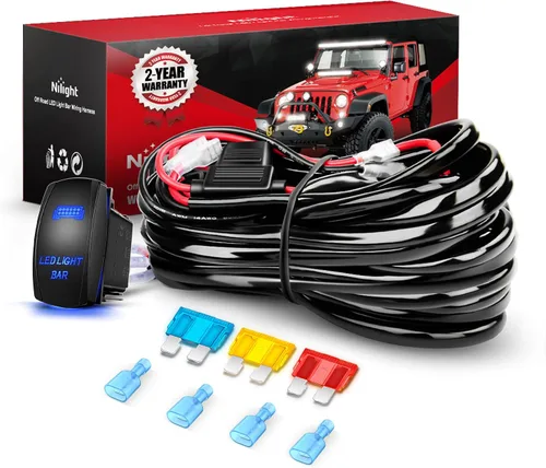 Vista 12 de Barra de luz LED Nilight. arnés de cableado, kit de 12 V, interruptor basculante, láser de 5 pines, interruptor de encendido y apagado impermeable