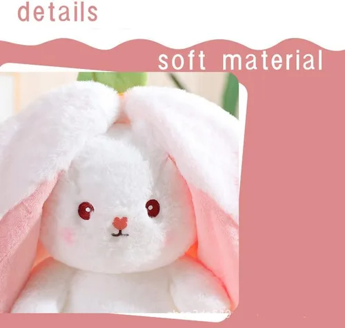 Vista 4 de Muñeca de conejo intercambiable, linda muñeca de conejo, zanahoria se convierte en muñeca de conejofresa se convierte en muñeca de conejo, juguetes