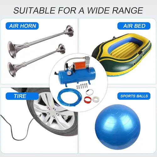 Vista 6 de JDMSPEED New 150PSI DC 12V Air Compressor with 6 Liter Tank 1.6 Gallon For Train Horns Motorhome Tires