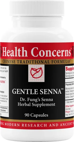 Health Concerns Gentle Senna - Suplemento para movimiento intestinal, estreñimiento y apoyo digestivo - Mezcla de hierbas con Senna, ruibarbo,