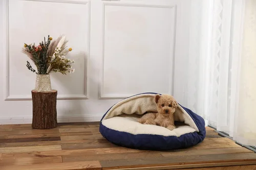 Vista 8 de Yaxa Basics Cama tipo cueva para mascotas, con cubierta extraíble para cueva, se adapta a mascotas de hasta 35 libras, 30 x 30 x 12.5 pulgadas