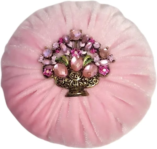 Cojín de terciopelo rosa claro con decoraciones de diamantes de imitación para costura, relleno de arena abrasiva de esmeril, hecho a mano en Rosa
