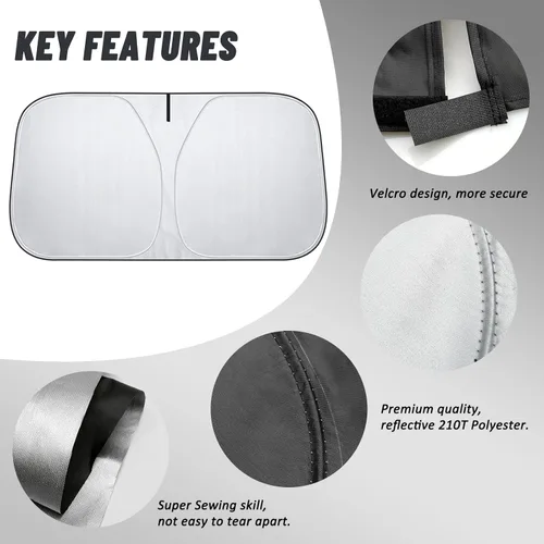 Vista 4 de D-Lumina para parabrisas de Dodge RAM 1500 de 2009-2018, parasol parabrisas, protector de visera de sol, compatible con Ram 1500 RegularCab QuadCab